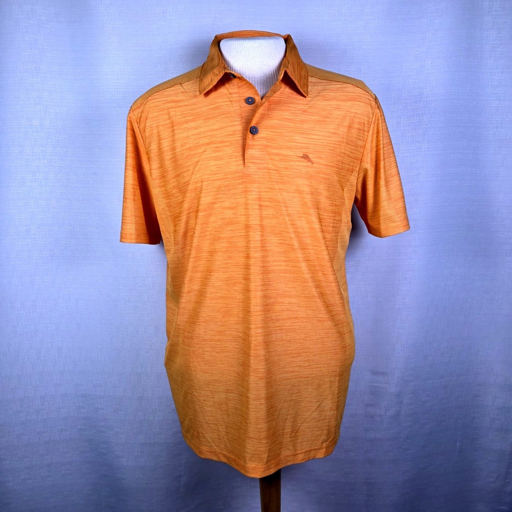 Tommy Bahama Island Zone Short Sleeve Orange Polo Shirt Men's M Polyester Golf - Picture 2 of 9
